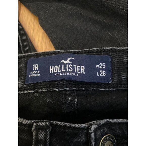 Hollister black distressed highrise crop super skinny classic stretch 1R w25 l26 - Picture 6 of 10